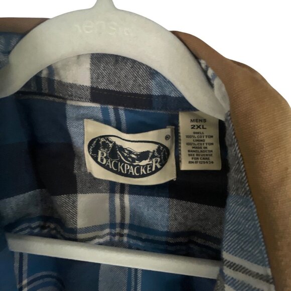 Backpacker Men's Canvas Plaid Flannel Button-Up Jacket 2XL Brown Cotton Outdoor - Picture 8 of 8
